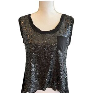 Miss Me MM Couture Y2K Sequin Tank Top Size M Sheer Whimsigoth Glam